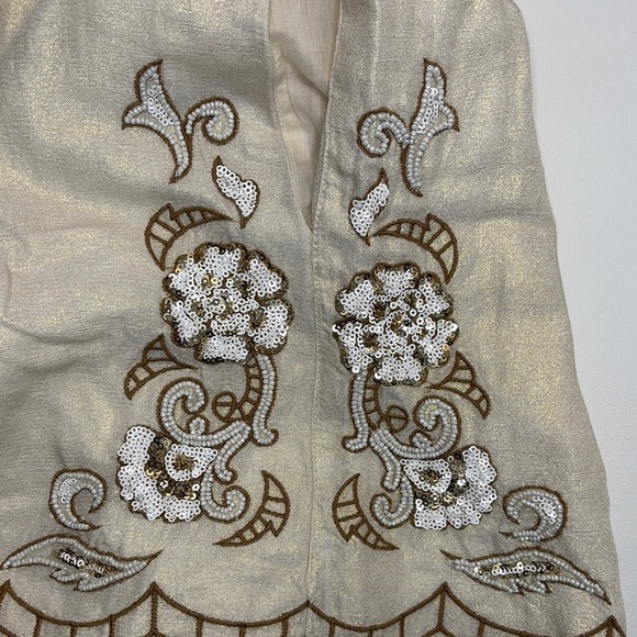 Boston Proper Women’s High Waist Embroidered Shorts Sz 8 Sequins Bohemian - Picture 3 of 13